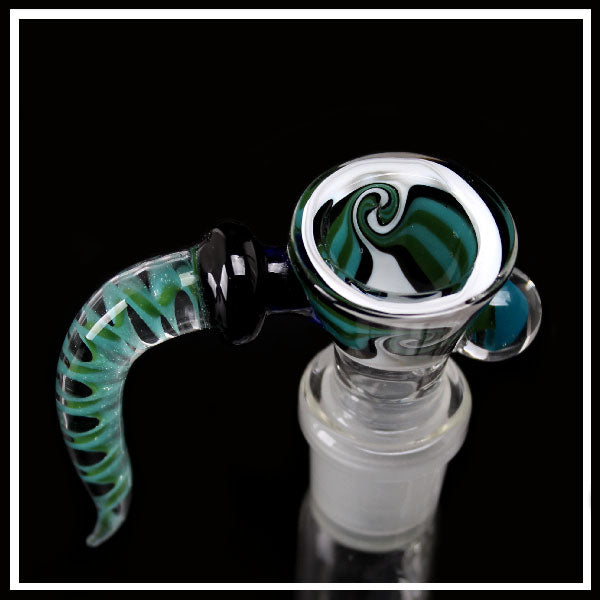 Black Leaf Braciere Glass Art Verde-Bianco