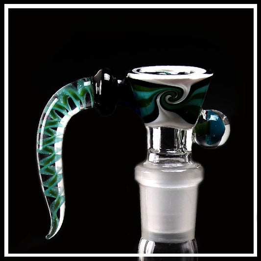 Black Leaf Braciere Glass Art Verde-Bianco