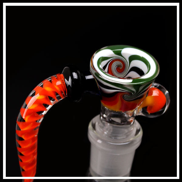 Black Leaf Braciere Glass Art Giallo-Rosso-Verde