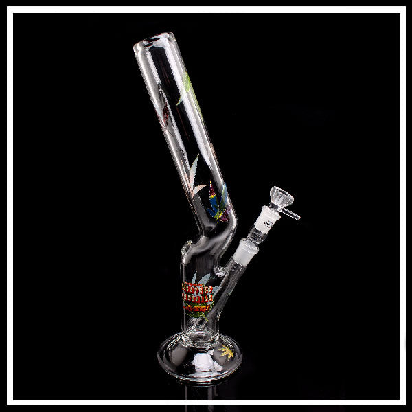 G-Spot Bong Flash Weed 42cm – Bong in Vetro con Canna Storta e Foglie Decorative