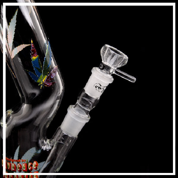 G-Spot Bong Flash Weed 42cm – Bong in Vetro con Canna Storta e Foglie Decorative