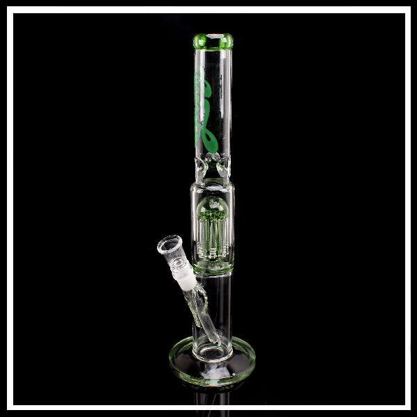 Glass Bong Groovy 40cm con Perculatore e Nocche Ice – Design Verde