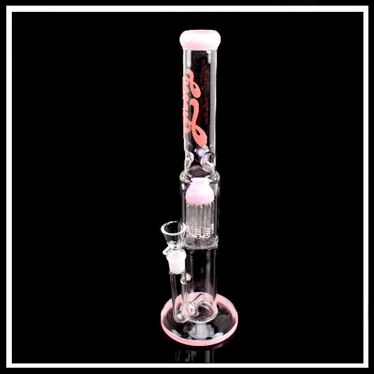Glass Bong Groovy 40cm con Perculatore e Nocche Ice – Design Rosa