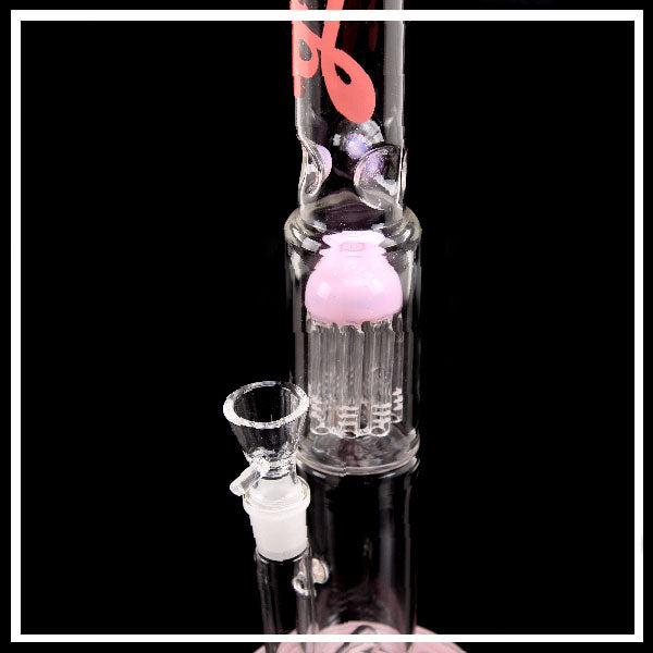 Glass Bong Groovy 40cm con Perculatore e Nocche Ice – Design Rosa