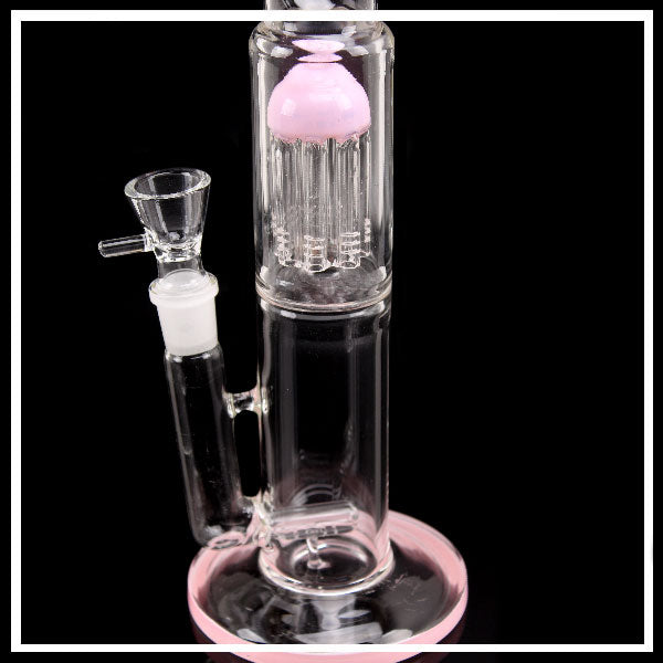 Glass Bong Groovy 40cm con Perculatore e Nocche Ice – Design Rosa