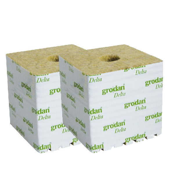 Grodan Lana di Roccia 15x15x15cm con foro Ø4cm - 2 Pezzi