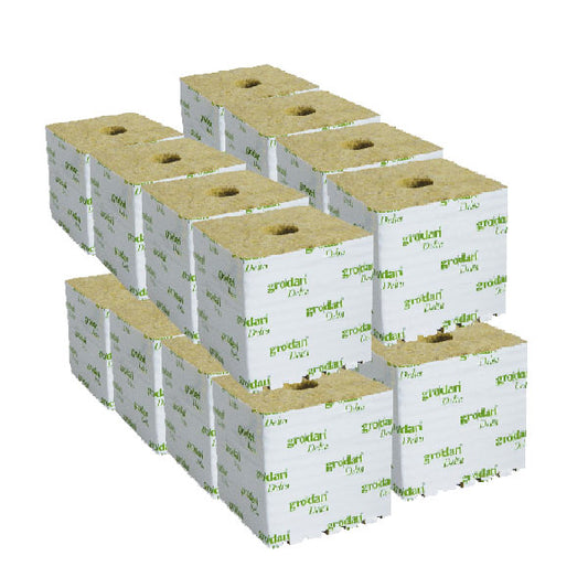 Grodan Lana di Roccia 7,5x7,5x7,5cm con foro Ø4cm - 16 Pezzi