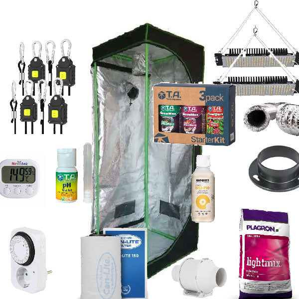 Kit Grow Box Completo 60x60x160 cm – Kit Coltivazione Indoor con LED e Aspirazione