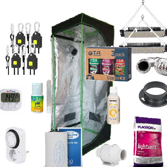 Kit Grow Box Completo 60x60x160 cm – Kit Coltivazione Indoor con LED e Aspirazione