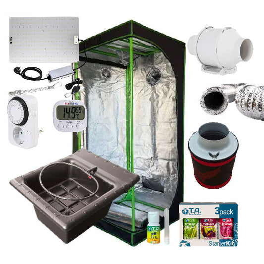 Kit Grow Box Idroponico 60x60x160 cm con LED Airontek 120W e Sistema Nutriculture Flo Gro 500