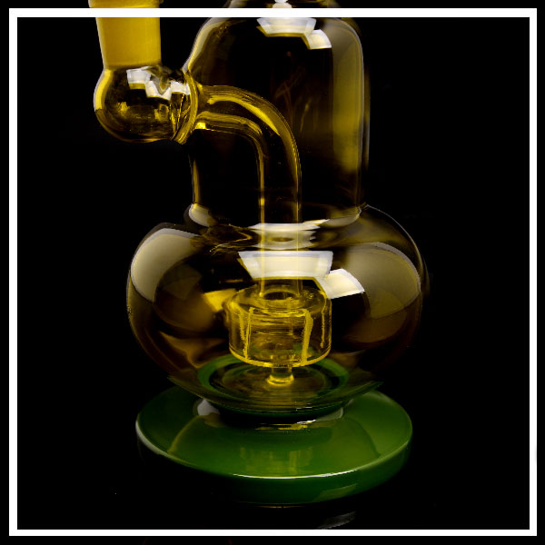 Z Glass Bong 25cm – Bong Doppia Ampolla Gialla con Base Verde