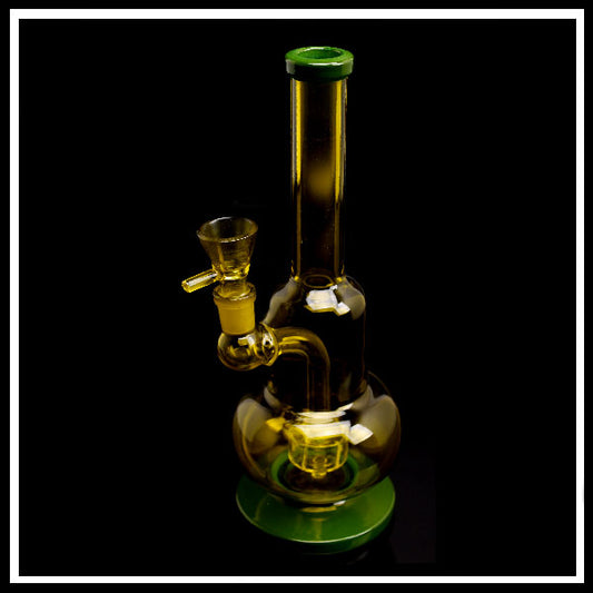 Z Glass Bong 25cm – Bong Doppia Ampolla Gialla con Base Verde